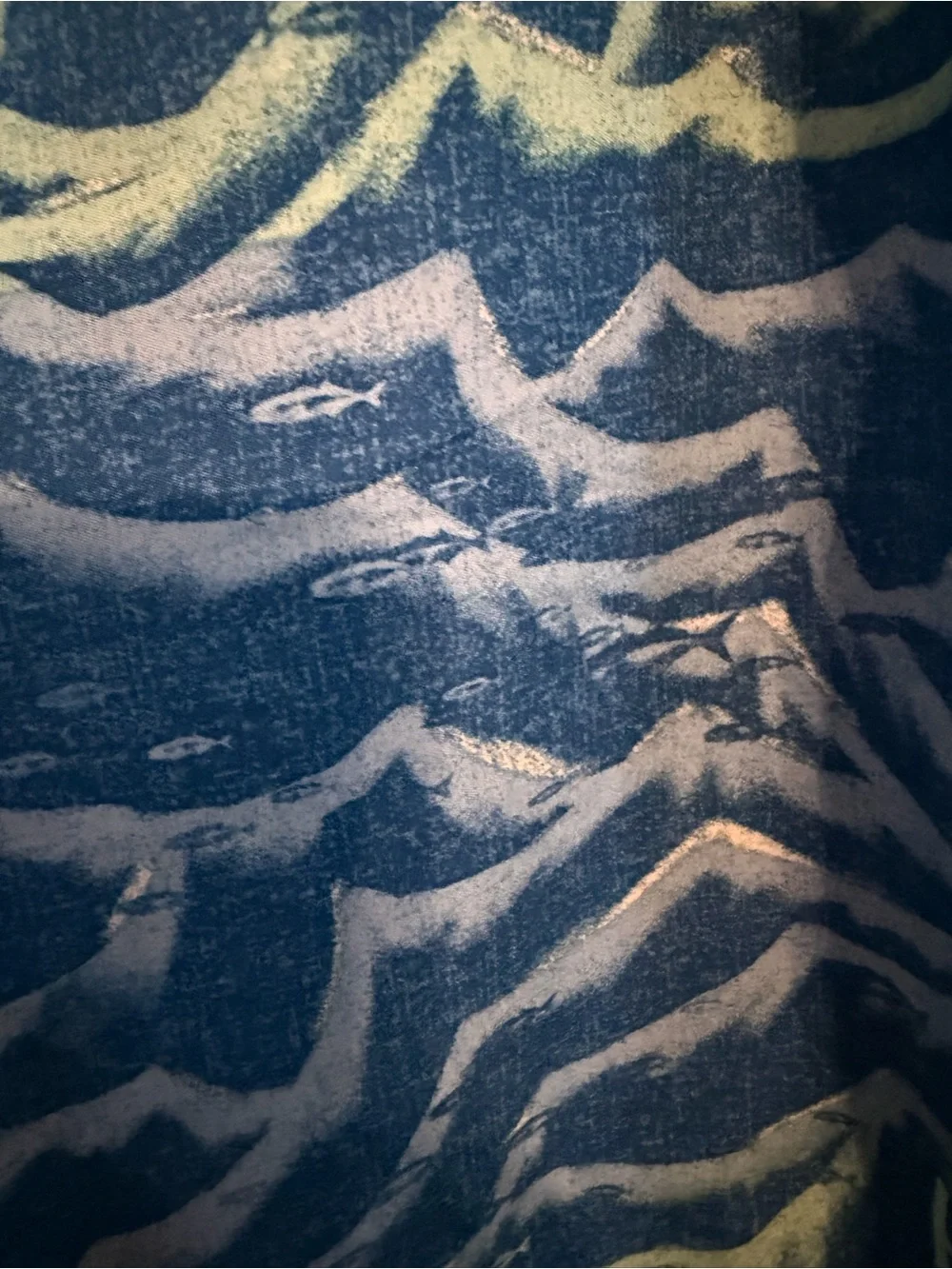 Huk Men's Blue Wave-Print Swim Trunks